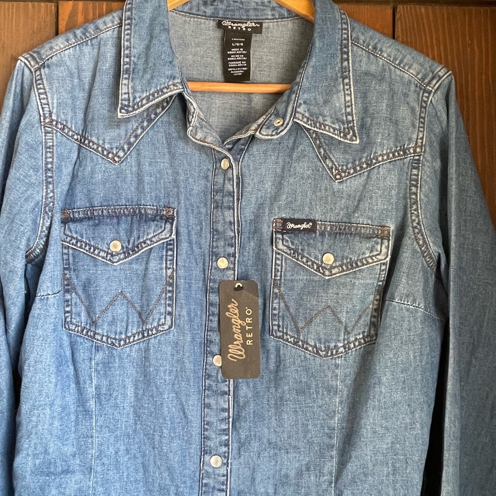 Wrangler denim button up dress L NWT - Picture 2 of 7